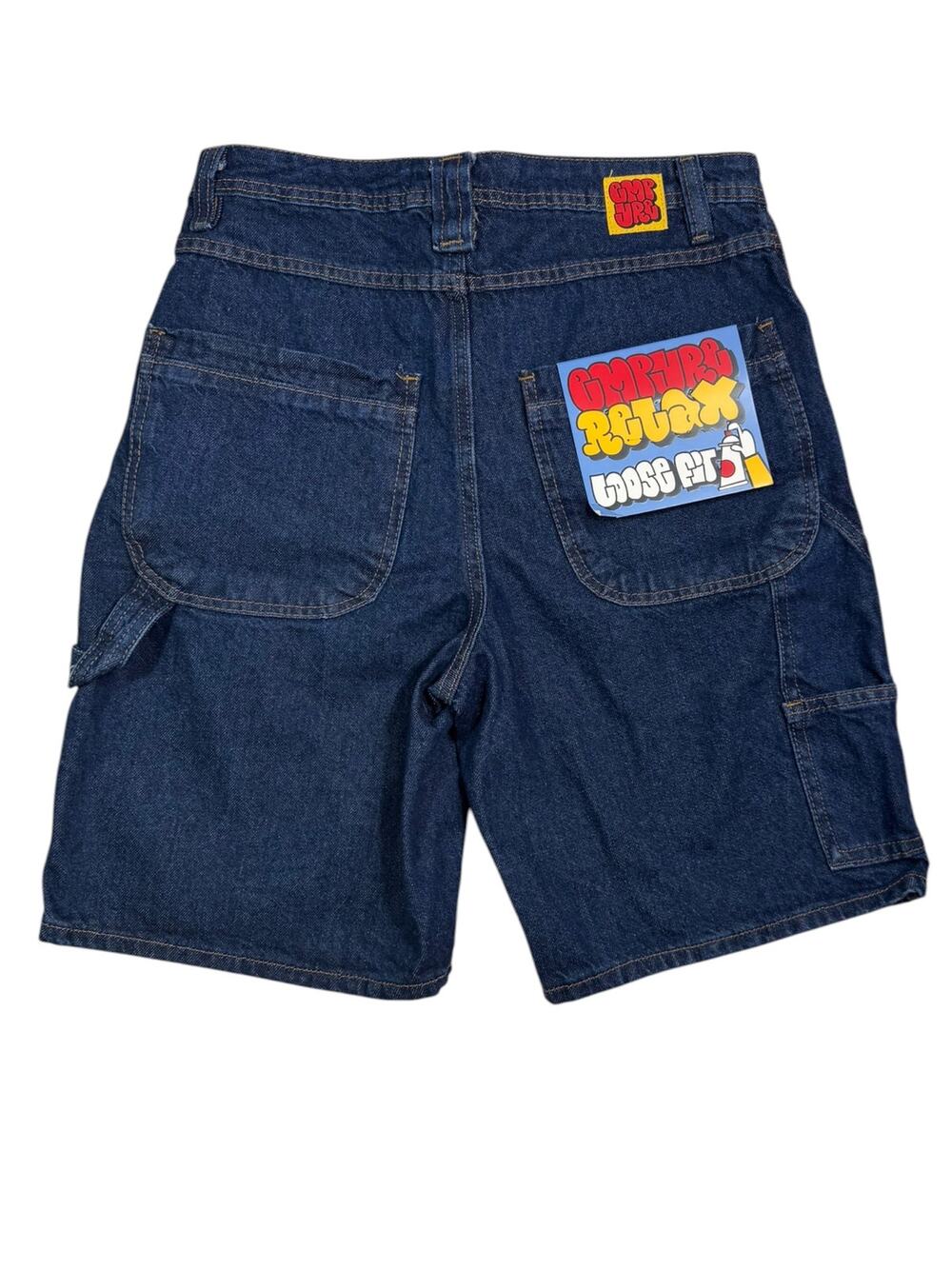 Empyre Double Knee Carpenter Denim Shorts Dark Blue Size 30